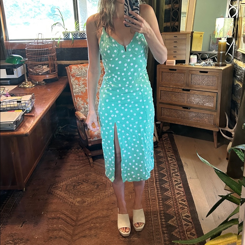 Urban outfitters Green Polkadot Midi Dress